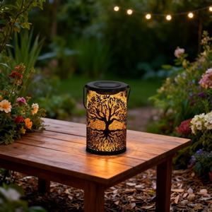 Small Waterproof LED Iron Hanging Lamp <b>Solar</b> Garden <b>Lights</b> for Courtyard Lawn & Hollow <b>Tree</b> Outdoor Hanging <b>Solar</b> Lanterns - Product Image 4
