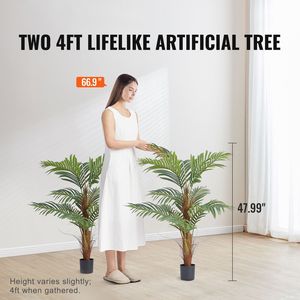 Palma Artificiale Alta 1,2 m in PE Sicuro con Protezione Anti-Ribaltamento, Bassa Manutenzione, Realistica, Pianta Finta da 2,4 m - Product Image 1