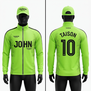 Chaqueta de Entrenamiento de Béisbol Unisex, 330 GSM, Forro Polar de Poliéster Premium, Tejido de Alto Rendimiento, Frente Sólido Negro, Dorado, Bordado Personalizado - Product Image 4