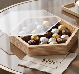Elegant Hexagon Shape Wooden Chocolate <b>Tray</b> Perfect For Serving Chocolates Sweets Desserts And <b>Small</b> Treats Decor - Product Image 5