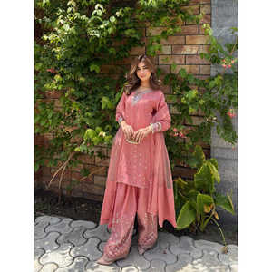 Conjunto de ropa de fiesta para mujer de diseñador Hermosa parte superior con parte inferior y Dupatta para ocasiones elegantes - Product Image 6