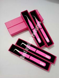 Custom Logo GETUP BROSONS IMPEX Stainless Steel Anti-Static Smooth Tip Eyelash Tweezers Set 4-Piece <b>Pink</b> Cardboard <b>Boxes</b> Eyelash - Product Image 6