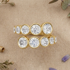 Anillo de Eternidad con Doble Banda y Diamantes Cultivados en Laboratorio Certificados por IGI, Anillo de Boda Apilable de Oro con Baño de Rodio 10k/14k/18k - Product Image 4