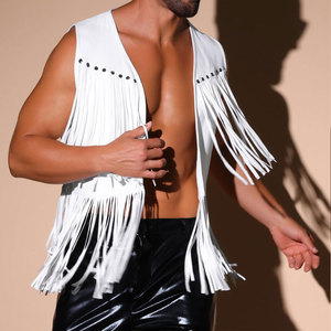 Solid <b>White</b> Suede Leather Motorcycle <b>Vest</b> <b>Men</b> Club Biker Waistcoat OEM Custom Logo Winter Casual Outer Wear - Product Image 6