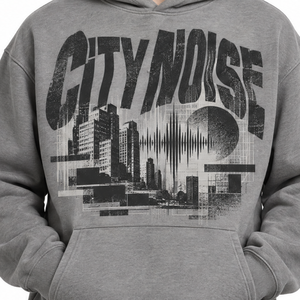 เสื้อฮู้ดดี้ผู้ชายลายกราฟิกสีเทา "City Noise" ลายเส้นขอบฟ้า - เสื้อสตรีทแวร์ - Product Image 2