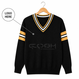 เสื้อคาร์ดิแกนถักแบบลำลองปักโลโก้ Cosh International  แบบติดกระดุม  น่ารักสไตล์เสื้อแจ็คเก็ตมีสายรัด - Product Image 1