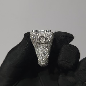 Anillo de Plata de Ley 925 con Diamante Moissanita de Lujo, Corte Redondo y Baguette, Joyería Unisex Estilo Hip Hop, Regalo para Bodas y Fiestas, Venta al Por Mayor - Product Image 4
