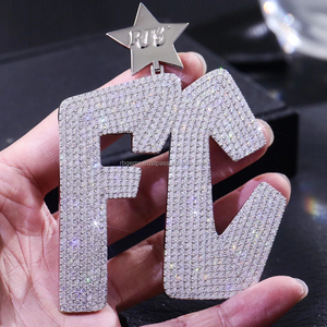Colgante de Moissanita Blingbling Hiphop de Plata Esterlina 925, Colgante Personalizado con Letra/Nombre, Colgante de Moissanita Personalizado Iced Out - Product Image 4