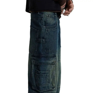 Plus Size Breathable Top Class Fashioned Casual Light Blue Men Cargo Jeans Top Selling FabricHigh Quality Multi <b>Pocket</b> Style - Product Image 6