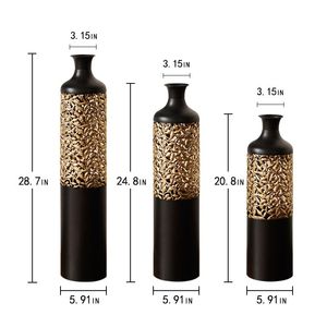 Juego de 3 Jarrones de Metal Esmaltado Blanco para Decoración del Hogar, 20.8in/24.8in/28.7in de Alto, Hermosos Jarrones Grandes de Metal para Decoración del Hogar - Product Image 4