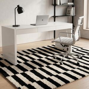 Alfombra Moderna a Cuadros Blancos y Negros, Alfombra Geométrica con Diseño de Cuadros, Hecha a Mano, para Decoración de Sala de Estar y Dormitorio - Product Image 5