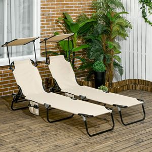 Sdraio Pieghevole in Alluminio con Rattan e Legno, con Parasole per Spiaggia e Patio - Product Image 2