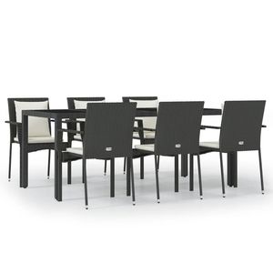Juego de Comedor para Jardín en Negro y Blanco Crema - Product Image 2