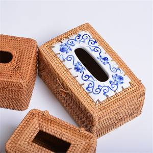 Boîte à mouchoirs écologique en rotin naturel, organisateur de table, fabricant, durable, fait à la main au Vietnam - Product Image 4
