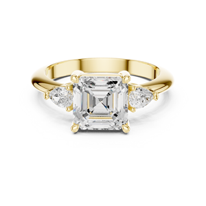Anillo de Compromiso de Lujo con Diamante Cultivado en Laboratorio de 3 Quilates, Corte Asscher, E VS1, Oro Amarillo de 14K, Certificado IGI, para Bodas y Aniversarios - Product Image 1