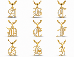 Luxury 925 Sterling Silver Gold Plated Gothic Initial Letter Pendant CZ Studded Alphabet Necklace Jewelry - Product Image 3