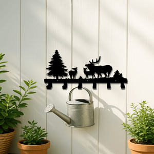 Farmhouse Rustic Wall Mounted Coat Rack Black Puppy Bear Deer <b>Hooks</b> with Tree Branch Design Cute <b>Towel</b> Holder - Product Image 2