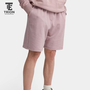 Shorts de survêtement de haute qualité en tissu 100% coton avec poche zippée, décontractés, en molleton, taille élastique, couleur vert-bleu foncé et violet, chauds - Product Image 4