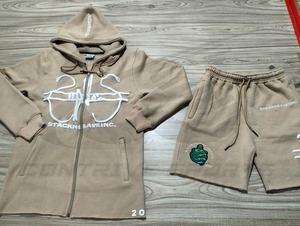 Custom Men's <b>3</b>-<b>Piece</b> Streetwear <b>Set</b> Oversized Hoodie T-Shirt and Shorts Tracksuit Wholesale Fitness Casual <b>Lounge</b> Wear - Product Image 3