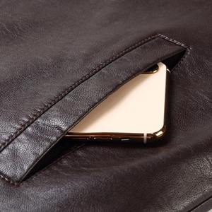 Nouvelle veste en cuir PU marron foncé pour homme, coupe ajustée décontractée, col rabattu, fermeture boutonnée, pour l'automne - Product Image 6