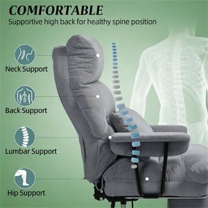 Sedia da ufficio, sedia per computer, poltrona relax, grigia - Product Image 3