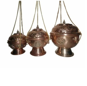 Brûle-encens suspendu en laiton finition antique dorée - Product Image 6
