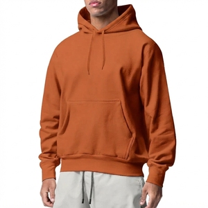 Men's <b>Navy</b> Blue Hooded <b>Sweatshirt</b> Loose Fit Polyester/Cotton Fleece Anti-Wrinkle Casual Pullover Front Pocket Autumn Wear 260g - Product Image 3