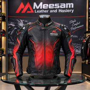 Chaqueta de Motociclismo de Cuero Perforado para Hombre, Chaquetas de Carreras de Cuero con Estampado Digital, Cuero Vacuno y de Canguro - Product Image 5