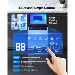 Macchina Professionale per Ghiaccio da Banco con Pompa, 130 Libbre/24H, 33 Libbre di Capacità, 45 Cubetti per Ciclo - Product Image 3