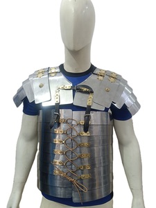 Armure authentique médiévale romaine Lorica Segmentata en acier doux poli, casque romain artisanal pour reconstitution historique, cosplay et fête - Product Image 5