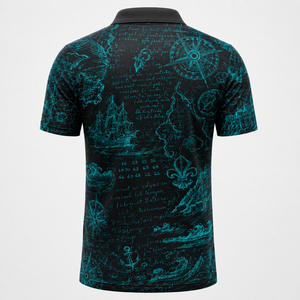 Men's Custom Sublimation <b>Sports</b> <b>Polo</b> Shirt Quick Dry Breathable Golf Tee Vintage Nautical Map Printing Short Sleeve Activewear - Product Image 2