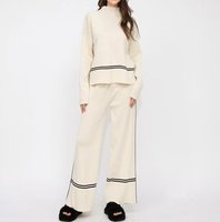 Ensemble décontracté deux pièces pour femme 2025 – Pull à manches longues et col rond boutonné en maille tendance pour l'automne
