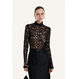 online wholesale supplier basic tops women GISELLE TOP <b>Lace</b> Decoration 59cm Black <b>White</b> Corded Solid Regular Women's Tops - Product Image 4