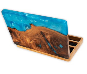 High quality handcrafted olive wood and epoxy jewelry storage <b>box</b> wooden tabletop jewelry <b>box</b> for <b>earrings</b> necklaces and rings - Product Image 6