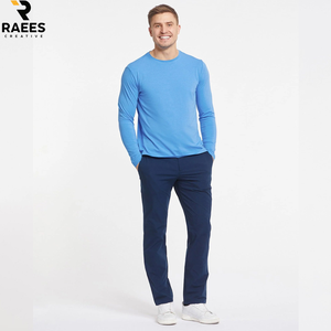 Plain <b>Blank</b> Design Long Sleeve O-Neck T-Shirt Men's High Quality <b>Canvas</b> Fabric Breathable OEM Service Wholesale - Product Image 1