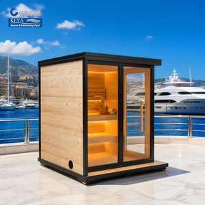 Sauna <span class=keywords><strong>di</strong></span> Lusso per Terrazza <span class=keywords><strong>Marina</strong></span>, in Pino Termotrattato, Tetto Piatto Panoramico in Vetro, Smart WiFi, Pronta per la Consegna DDP - Product Image 1