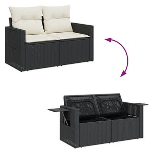 Conjunto de Sofá de Jardín con Reposabrazos Ajustables Grandes en Ratán Sintético Negro - Product Image 6