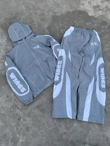 Customized OEM ODM <b>Waterproof</b> Windproof Tracksuit Premium Taslan Nylon Fabric Embroidered Patch Contrast Piping Wide Leg <b>Trouser</b> - Product Image 5
