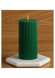 Green Ribbed <b>Paraffin</b> Jar Pillar Candle-Handmade Eco-Friendly Customized Scent Long Burning Home Decor for Christmas Diwali - Product Image 1
