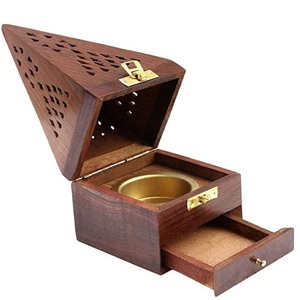 Best Luxury Arabic Bakhoor Incense Burner Wooden <b>Box</b> Oud Burner with <b>Storage</b> <b>Drawer</b> Ramadan Gift - Product Image 4
