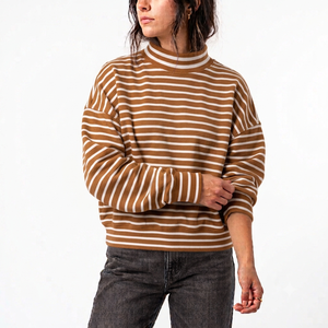 Sweat-shirt oversize à col montant pour femme, prix abordable, en mélange de coton doux, manches longues, style streetwear décontracté, fabricant en gros - Product Image 1