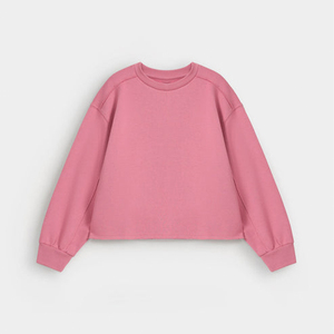 เสื้อสเวตเชิ้ตคอกลมโอเวอร์ไซส์สำหรับผู้หญิง สีชมพูล้วน ผ้าฝ้ายถัก 100% แขนยาวพอง สไตล์ลำลองสำหรับฤดูใบไม้ร่วง ปี 2026 - Product Image 5