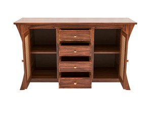 Indian Solid wood Flared Dining <b>Storage</b> Cabinet Mid Century Modern Rattan Door <b>Console</b> <b>Table</b> & Sideboards Home Furniture - Product Image 3