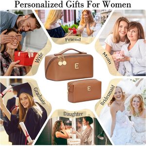 Set di Borse Organizer per Trucchi Personalizzate con Iniziali, Borsa Cosmetica da Viaggio Apribile con Scomparti Trasparenti per Donne e Ragazze, Regalo di Compleanno - Product Image 3