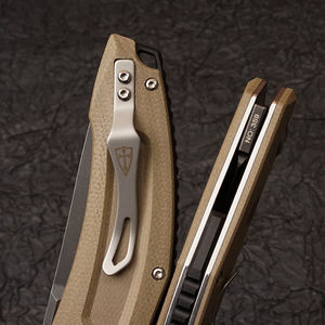 Couteau pliant d'extérieur personnalisé avec logo DIY OEM, acier A2, couteau de survie de poche avec clip en alliage de titane TC4 et boîte cadeau artisanale - Product Image 6