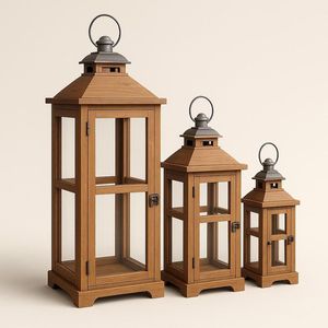 Customized Handmade Wooden Candle <b>Lantern</b> with <b>Black</b> Top Empty Candle Holder For Event & Home Decor Centerpieces - Product Image 5