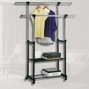 Présentoir à double pôle extensible Uni Fashion pour vêtements pour vitrine - Product Image 1