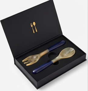 Ensemble de cuillères et fourchettes minimalistes avec manches bleues, ustensiles de service pour la table et les mariages - Product Image 5