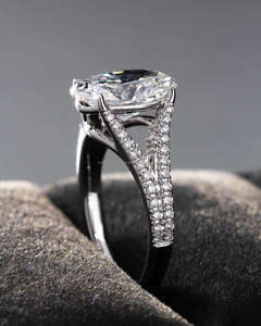 Anillo de Diamantes Ovalado de Lujo para Mujer, Diamante de Corte Ovalado en Oro Blanco de 10K/14K/18K, Anillo de Compromiso con Engaste de Garras, Joyería Fina - Product Image 3