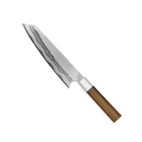Couteau de Chef UM STEEL en Acier Damas Fait Main, Lame en Acier Inoxydable 440C, Étui en Cuir, Finition Polie Haute Brillance, Manche Ajustable